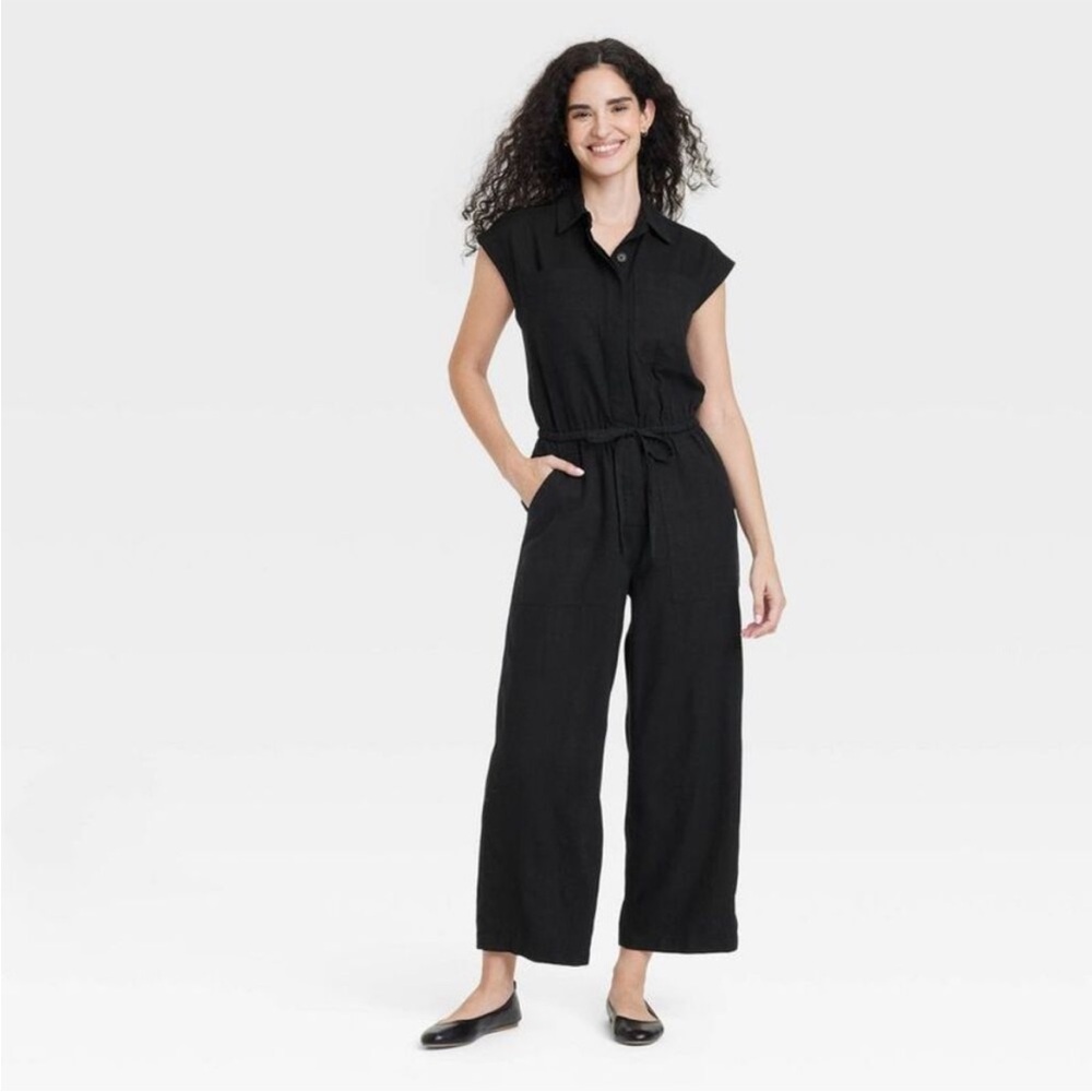 Universal Thread Women's Linen Jumpsuit Black Size 12